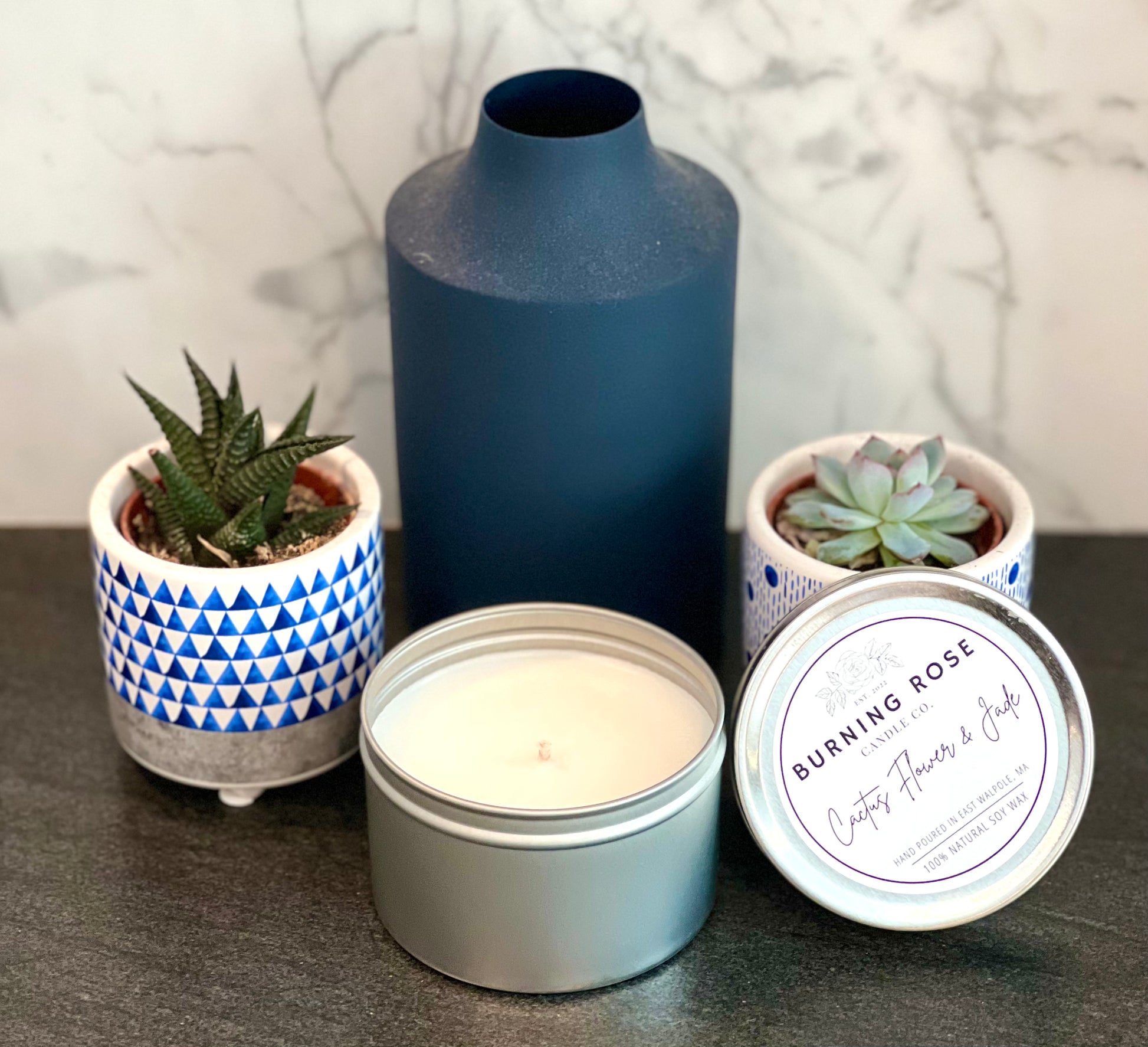 succulent jade candle Cactus Flower & Jade Candle – Burning Rose Candle Co